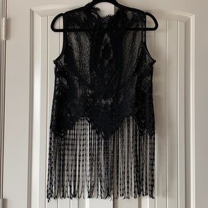 Zara lace, fringe shirt